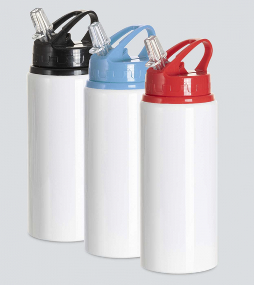 Botella  de Aluminio con Tapa Bombilla de 600 ml