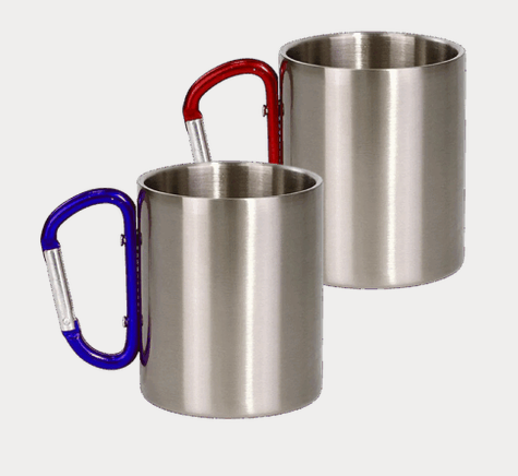 Tazón con Mosquetón Rojo/Azul Acero Inox 300ml